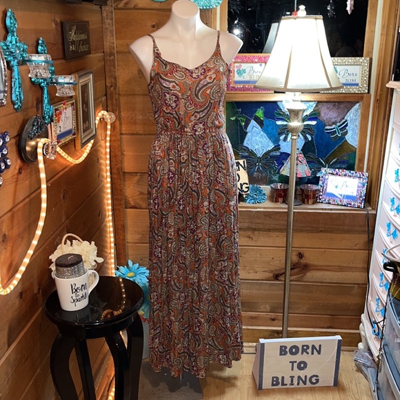 WRANGLER gorgeous SEXY long maxi dress adj straps beautiful colors - WORN ONCE - Picture 3 of 15